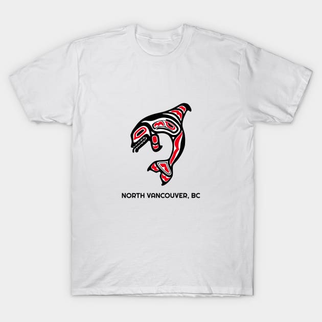 North Vancouver, British Columbia Red Orca Killer Whale Northwest Native Fisherman Tribal Gift T-Shirt by twizzler3b